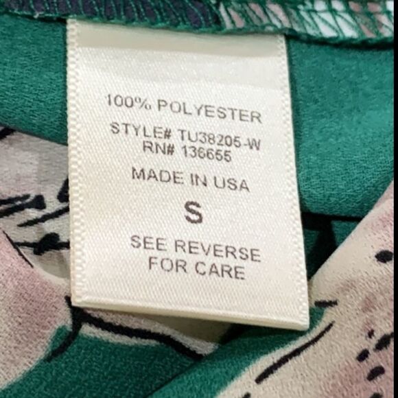 NEW West Kei Green floral blouse surplice 3/4 sleeve Sz S $65 - Picture 15 of 16